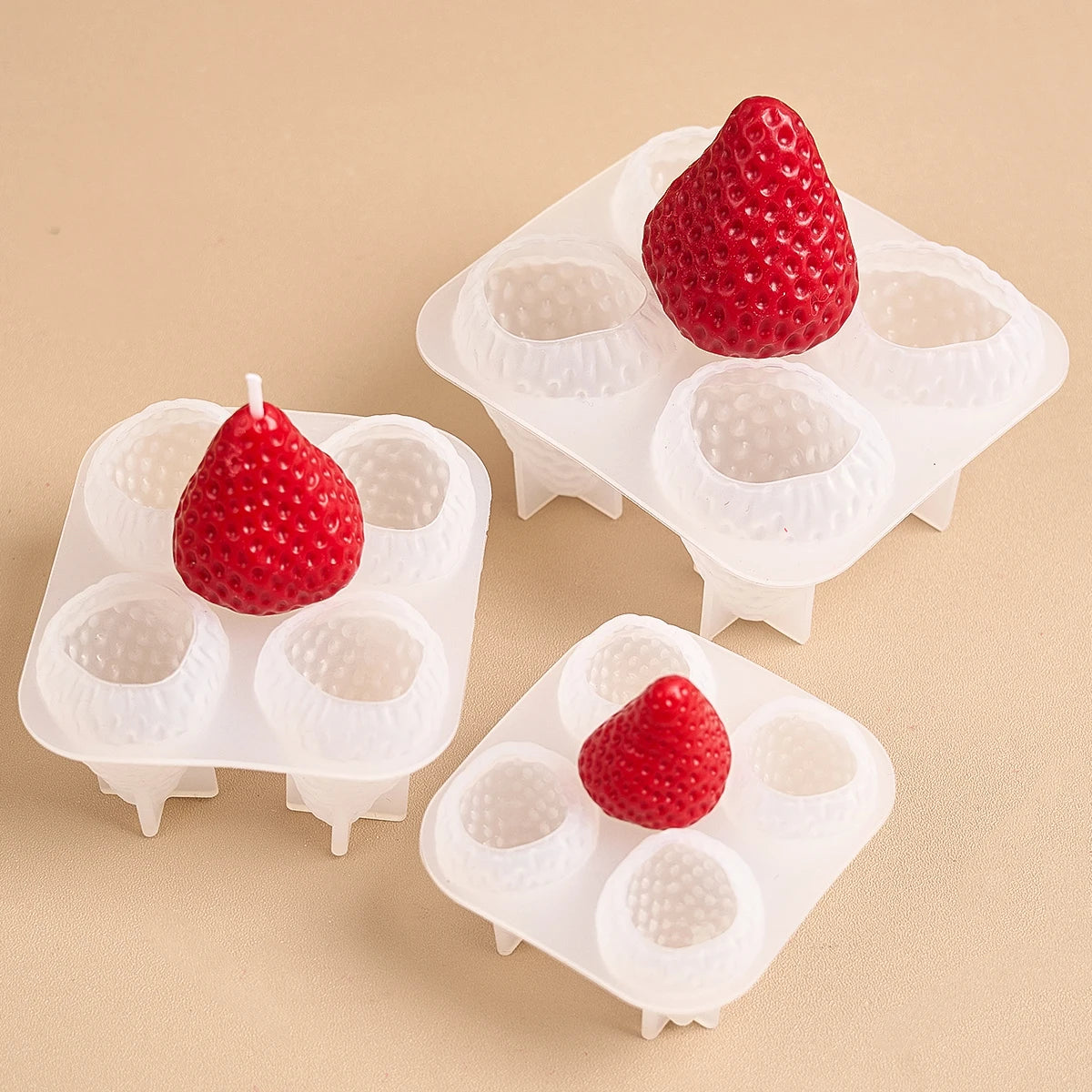 3D Strawberry Aromatherapy Candle Silicone Mold DIY Handmade Romantic Scented for Valentine's Day Party Home Decor Birthday Gift