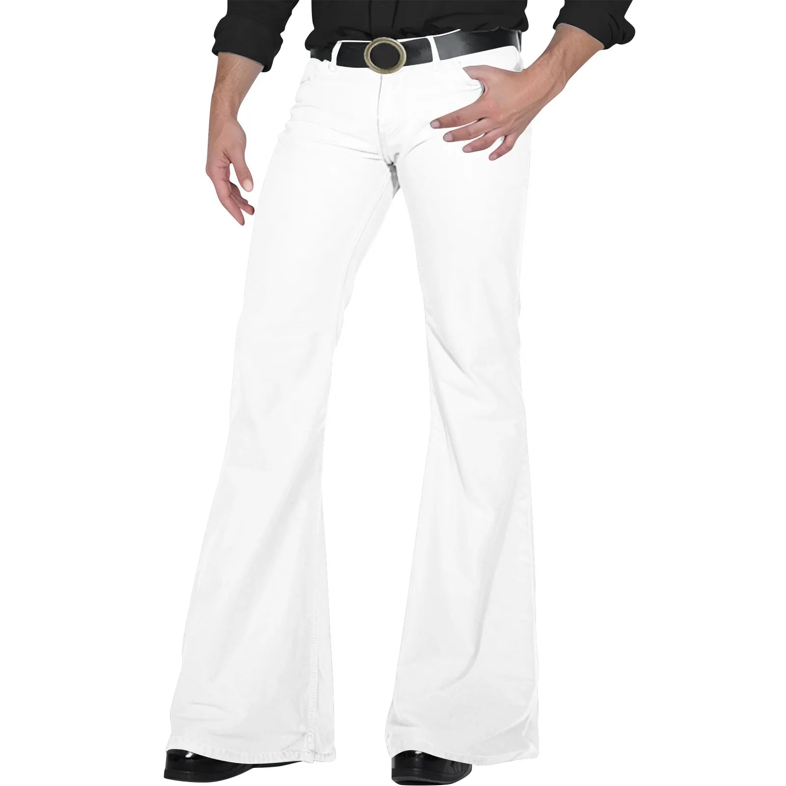 Flare Pants Men Spring Solid Color Daily Simple Classic Trousers Chic Comfortable Hip Hop Mopping Bottoms Disco Flared Pants