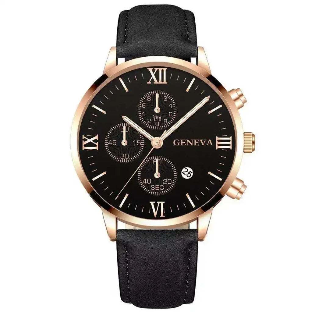1PC Black Quartz Watch Men Roman Dial Watch Fashion Round Date Quartz Watch for Sports Relogios Masculino Relojes Para Hombres