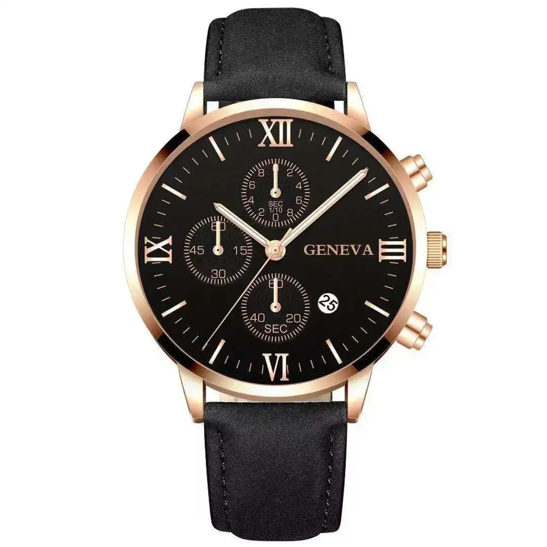 1PC Black Quartz Watch Men Roman Dial Watch Fashion Round Date Quartz Watch for Sports Relogios Masculino Relojes Para Hombres
