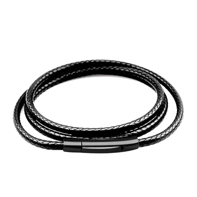 3mm Black Brown Braided Leather Rope Necklace for Men Chain Choker Men Collar Neck Diy Pendant Cord Colgante Hombres Cuello 60cm