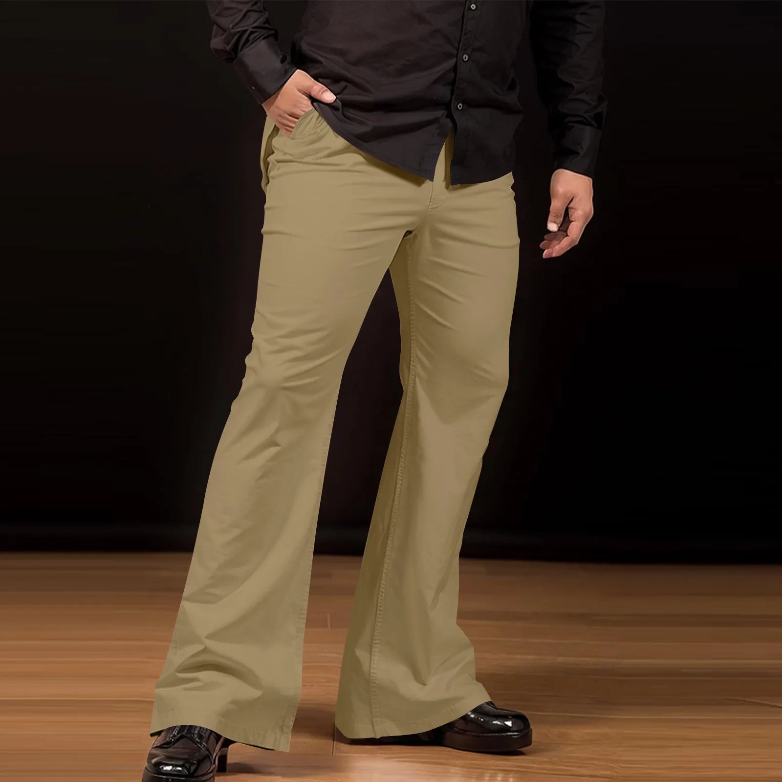 Flare Pants Men Spring Solid Color Daily Simple Classic Trousers Chic Comfortable Hip Hop Mopping Bottoms Disco Flared Pants