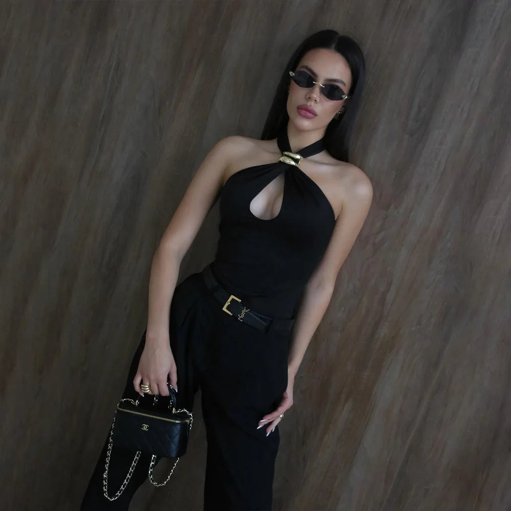 Tossy Summer Fashion Sexy Vest Top For Women Hollow Out Backless Twist Solid Cropped Y2k Top Patchwork Female Short Tank Top New