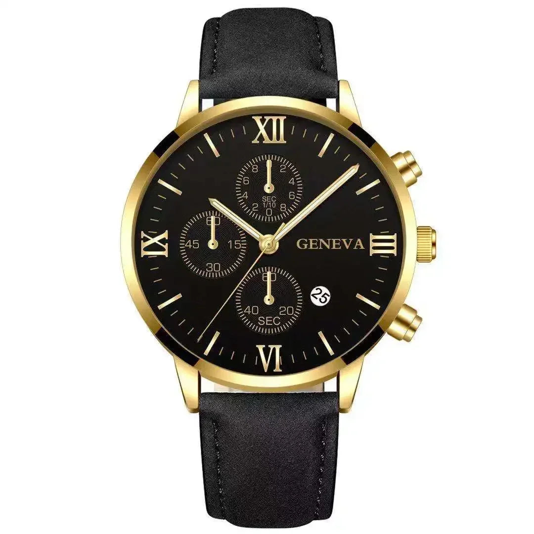 1pc Black Quartz Watch Men Roman Dial Watch Fashion Round Date Quartz Watch for Sports Relogios Masculino Relojes Para Hombres