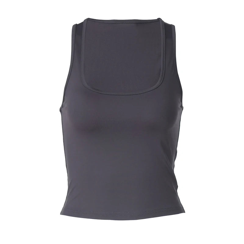 Square Collar Sleeveless Bodycon Crop tank Top Women’S Solid Sexy Elegant Y2K Top Party Clubwear Summer Outfit Wholesale
