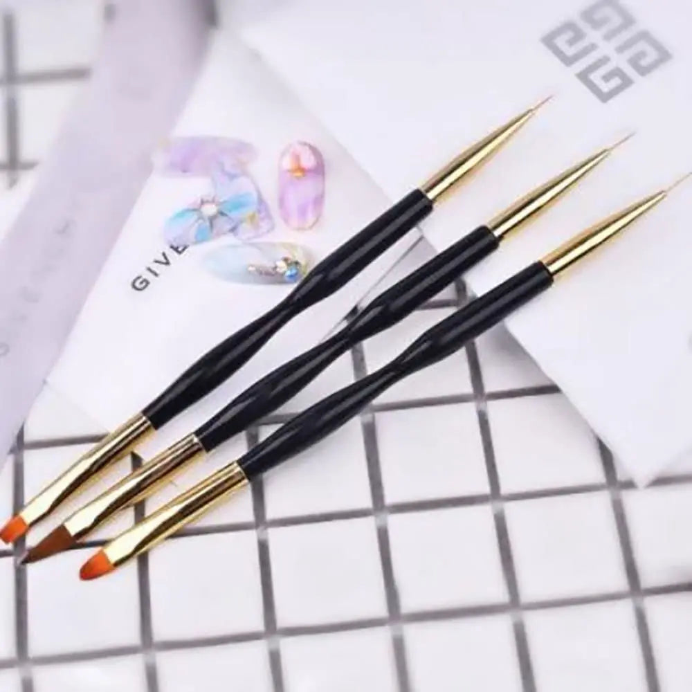LINMANDA Nail Art Brushes 3Pcs Nail Brush Set with Gel Polish Pens and Liner Brush for Home and Professional Salon Use