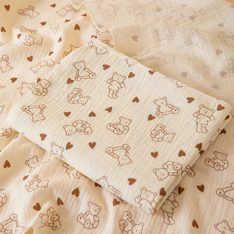 1 Piece of Double-Layered Baby Swaddle Blanket, Soft and Breathable, with Cute Patterns, Multifunctional Newborn Wrap Blanket, Baby Quilt, Baby Swaddle Sheet, Suitable for All Seasons