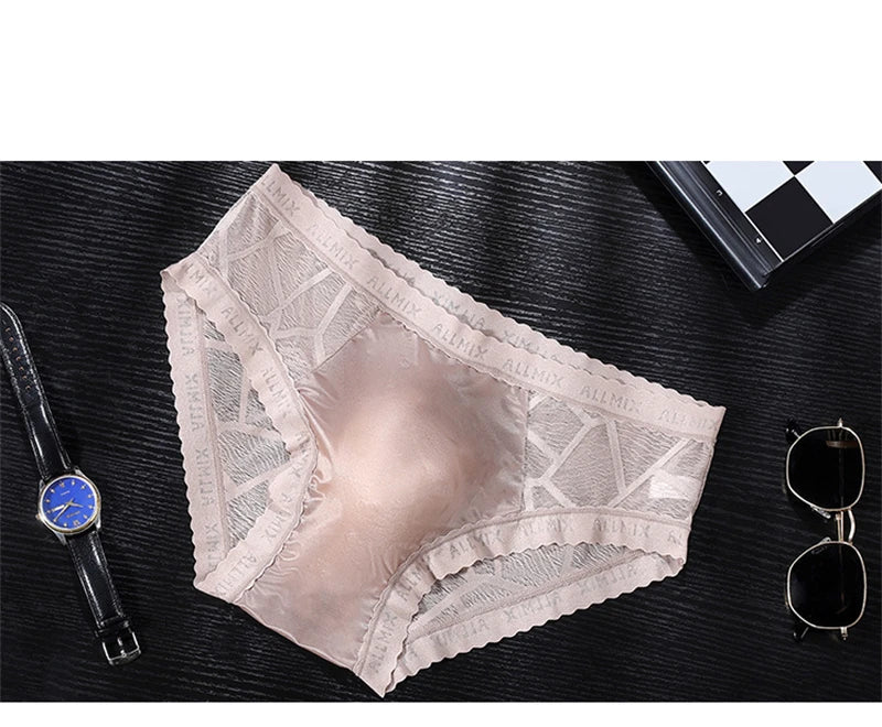 Ropa interior hombre 3D letter sissy gay calzoncillos hombres U convex sexy tоy mens sexy underwear ice silk lace thin calcinha