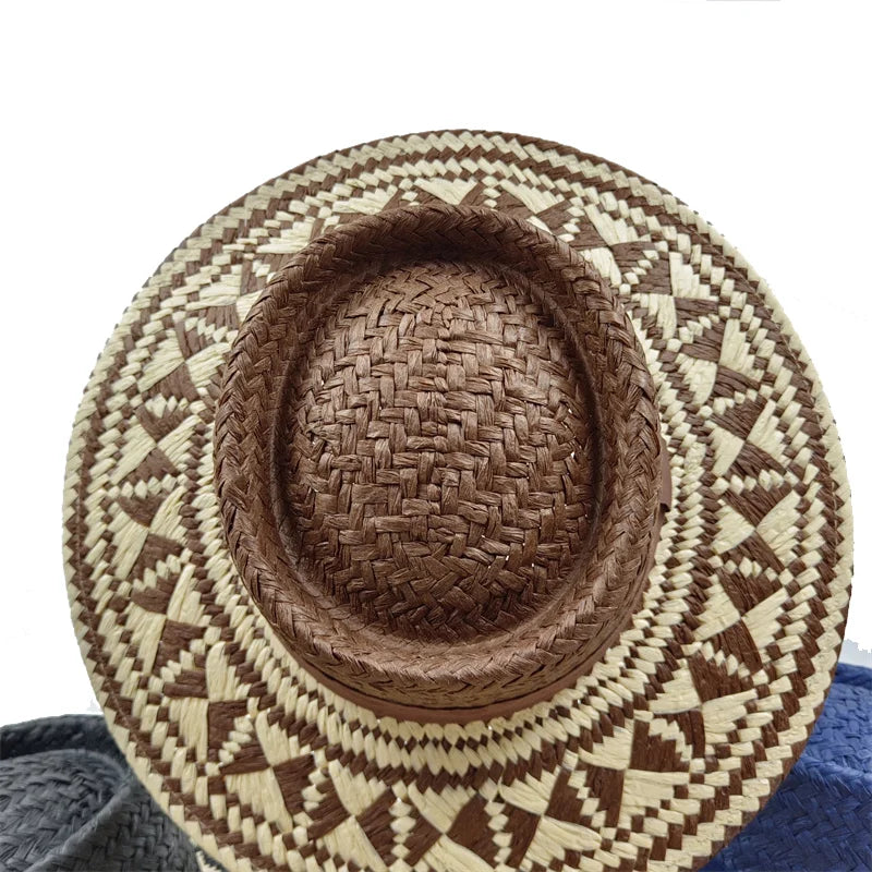 Straw hat women breathable sun hat fashion hollow retro straw hat hand-woven summer travel straw hat gorras para hombres