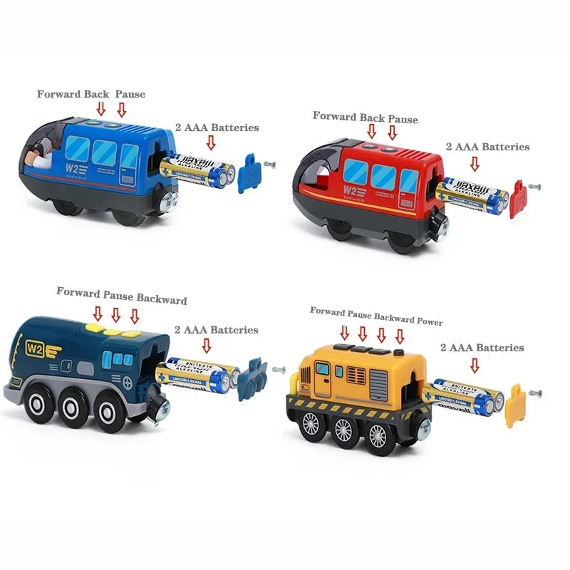 Interactive Playtime Joy Wooden Track Electric Train Toy with Magnetic Slot and Diecast Railway for Children