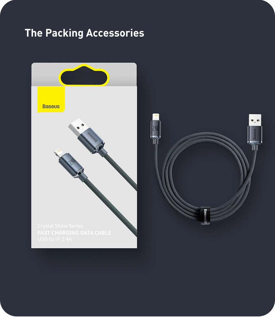 Baseus USB Cable For iPhone 14 13 12 Pro Max X XR XS 8 7 6s 6 iPad Fast Data Charging Charger USB Wire Cord Mobile Phone Cables