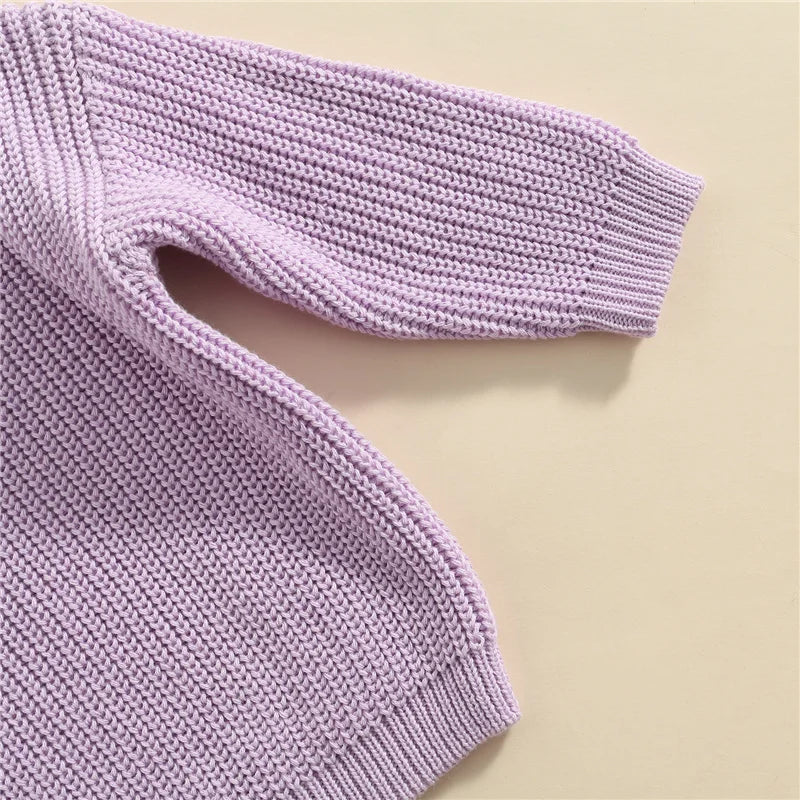 Suefunskry Newborn Baby Girl Boy Knitted Long Sleeve Autumn Winter Sweater Solid Loose Pullover Casual Tops Kids Clothes 3M-5Y