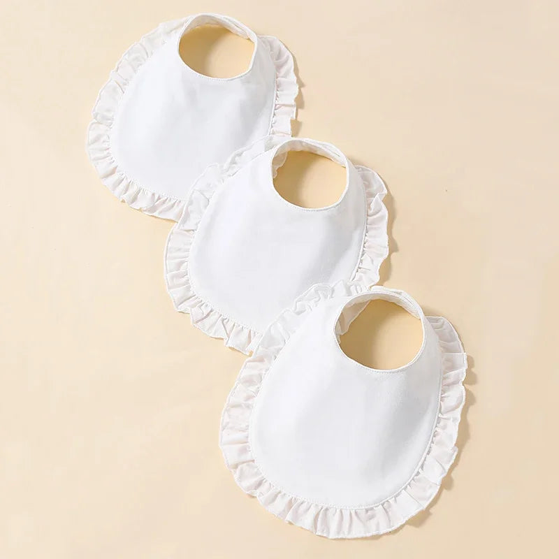 3 Pcs Baby Girls' Saliva Towel 100% Cotton Soft Comfort Lace White Simplicity 0-2 Yeas Old