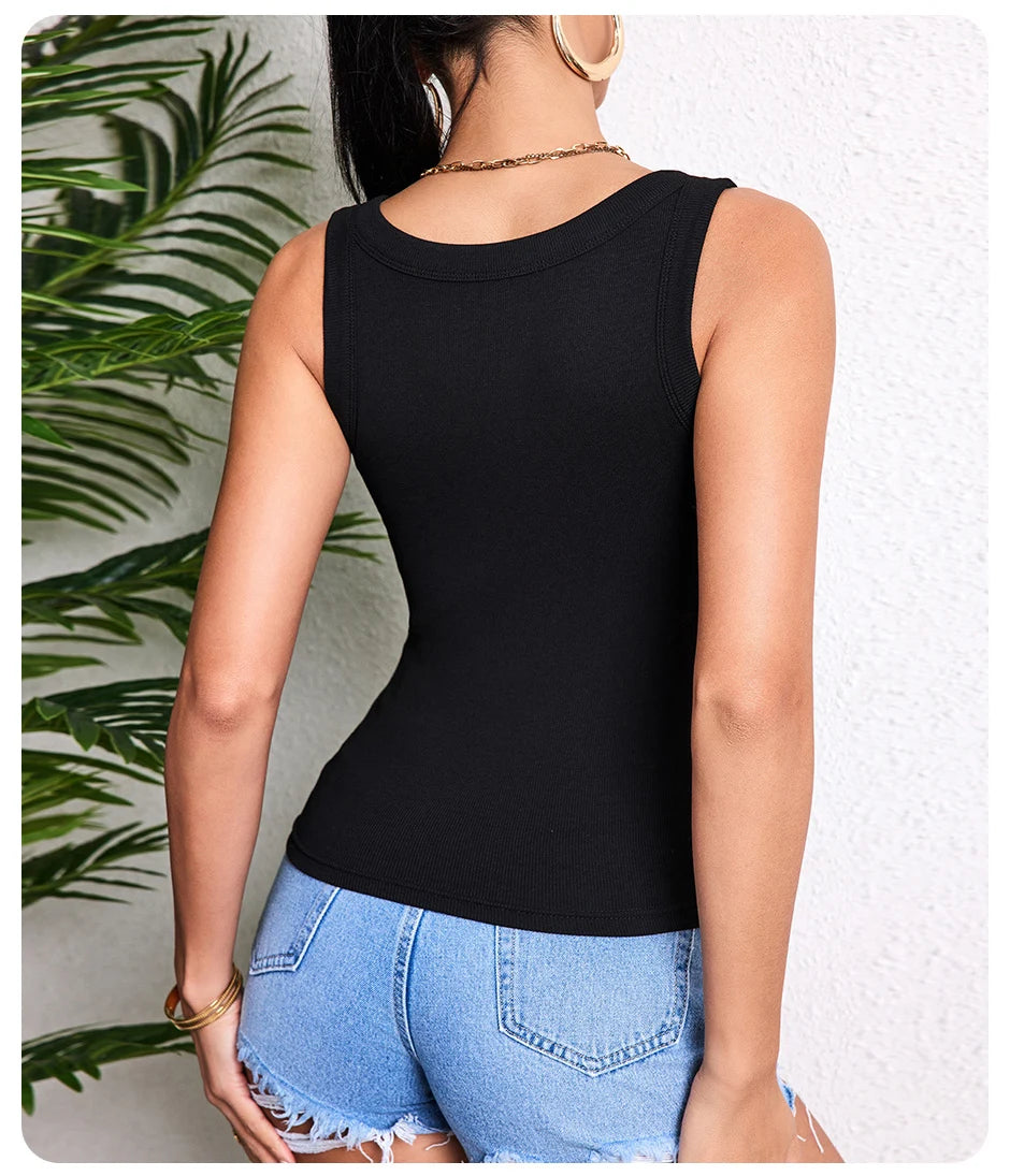 Ladies Four Seasons Solid Color Vest Fashion Joker Young Woman Threaded Camisole plus Size Bottoming Vest