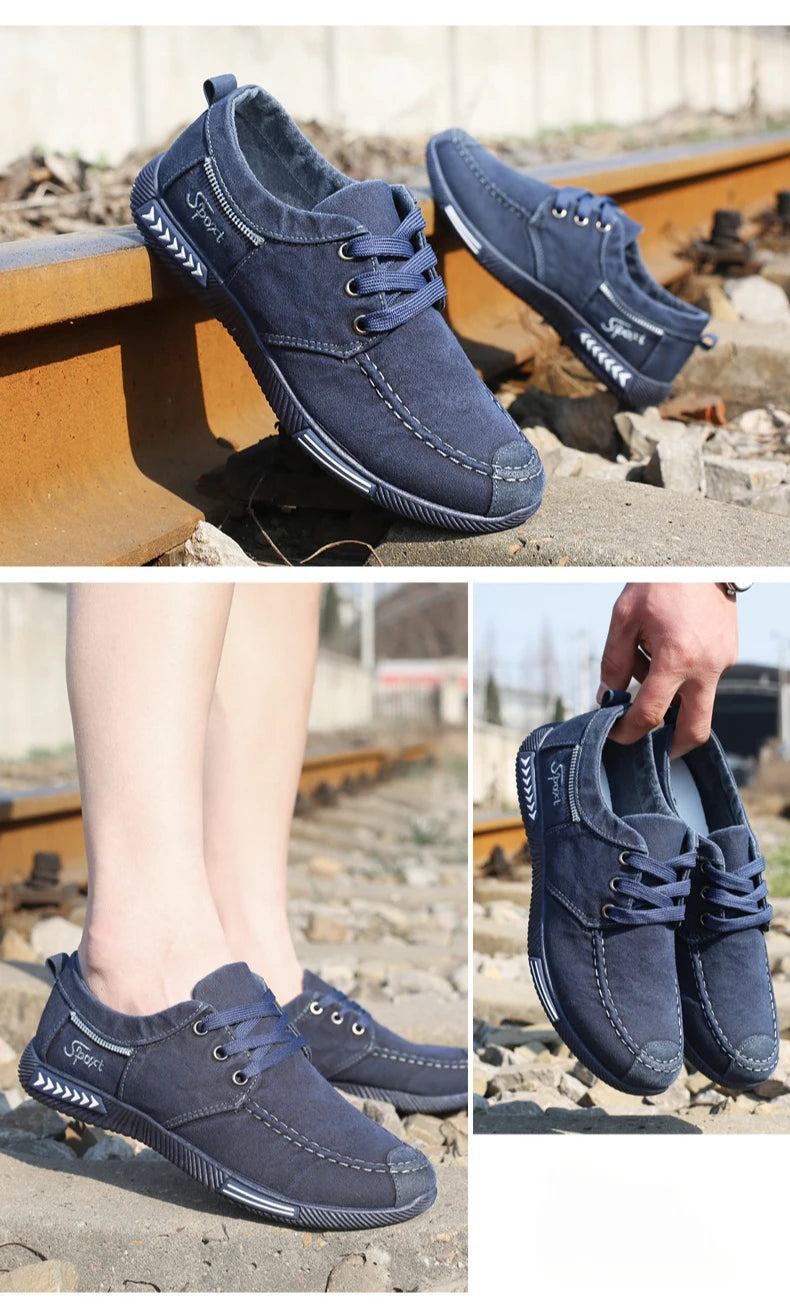Denim Men Shoes Flat Walking Sneakers Fashion Male Canvas Shoes 2025 New Comfortable Casual Shoes for Men Brand Tenis Hombres