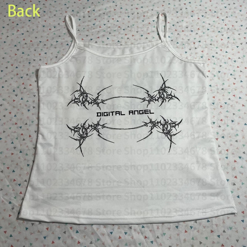 Y2k Style Aesthetic Sweet Sexy Tank Tops Women Sleeveless Casual Cartoon Print Tanks Harajuku All Match Cropped Grunge Emo Girls