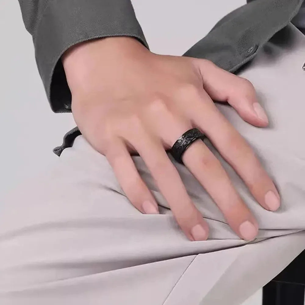 Demon Eye Rotating Anxiety Relife Spinning Ring For Men Anti Stress Stainless Steel Spinner Fidgets Joint Ring Anillo Hombres