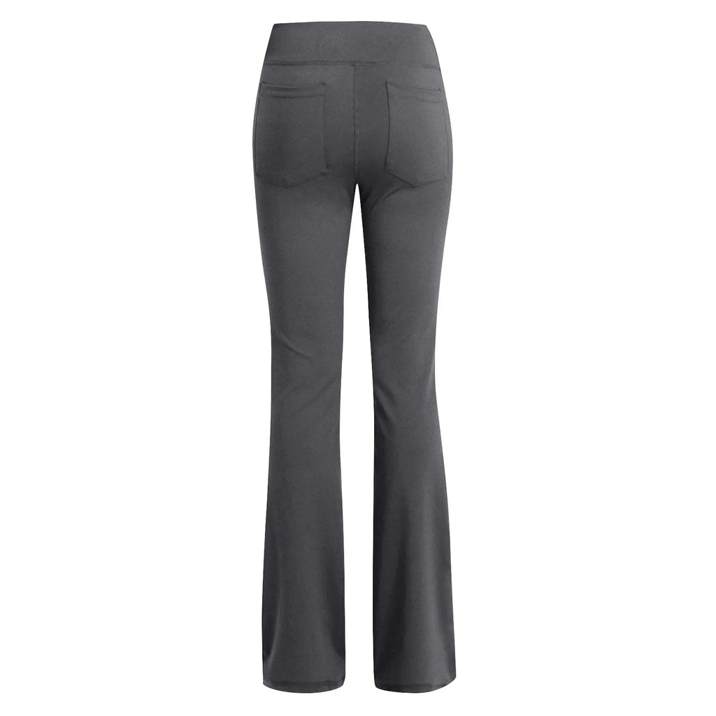 Flared Leggings Basic Yoga Pants With Pockets Women High Waist Breathable Comfortable Pants Gym Sports Slim Flared Tight Pants