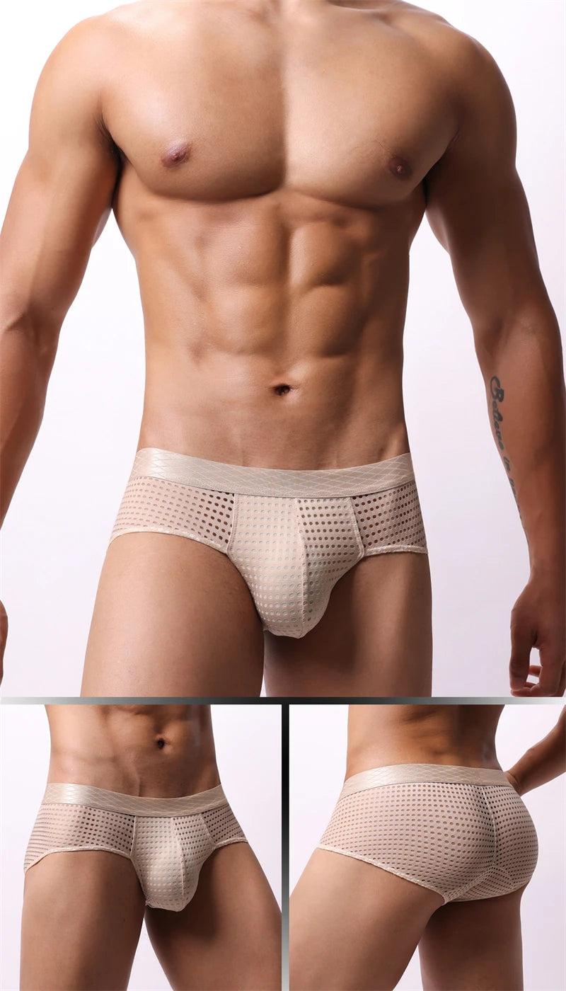 sexy tоy mens underwear Breathable mesh ropa interior hombre low waist calzoncillos hombres wide waistband sissy gay boxers new