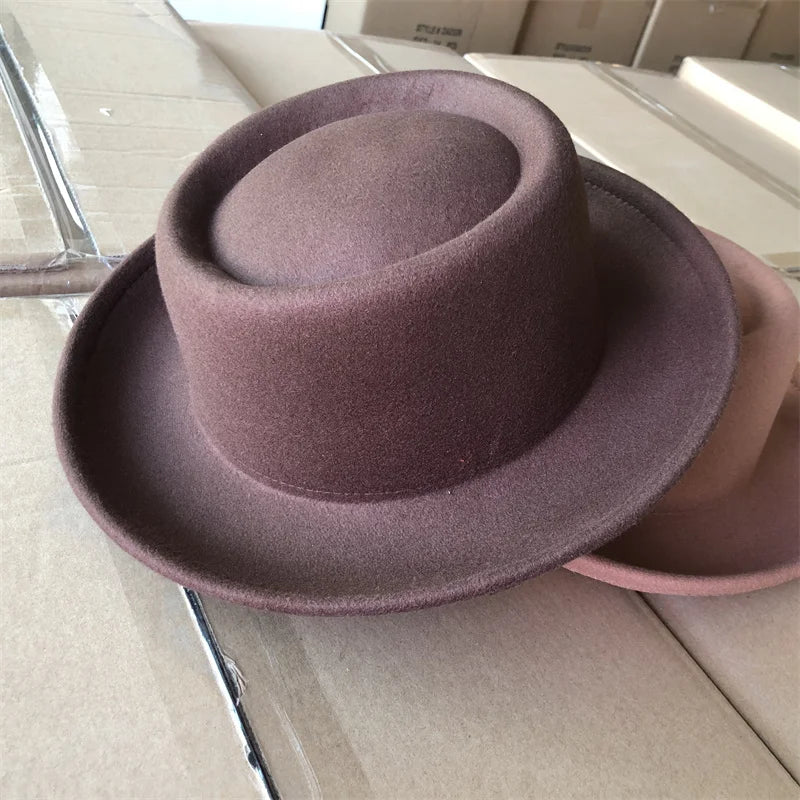 Men's hat Fedora Hat Women's Fashion Autumn and Winter Pork Pie Double Concave Small Brim Men's Jazz Hat Gorras para hombres