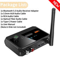 Bluetooth 5.3 Audio Receiver Support USB U-Disk Play Wireless Adapter R/L 2 RCA/3.5MM AUX/Optical Fiber Jack For Car Kit Speaker