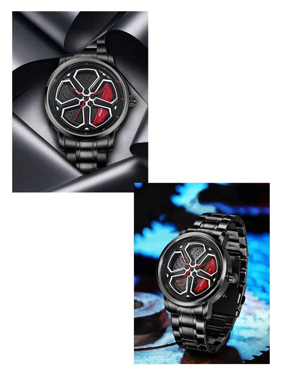 2025 NIBOSI Watches for Men Men Watch Quartz Watch Men Fashion Spinning Supar Car Wheel Watches for Men Relogio Masculino