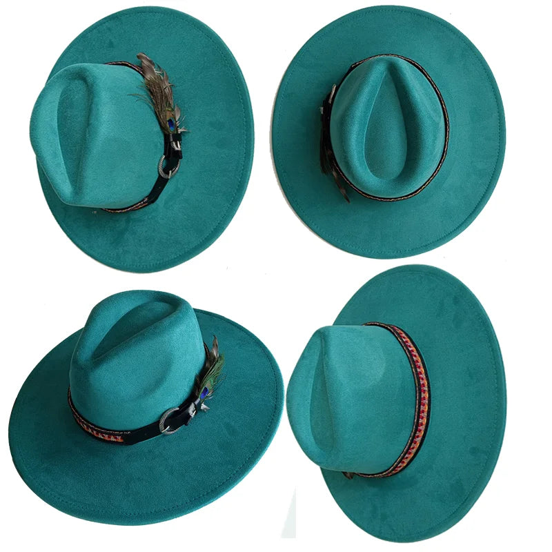 Hot sale suede fedora hat for men and women 56-58cm adult size suede jazz hat classic church fedora women's gorras para hombres