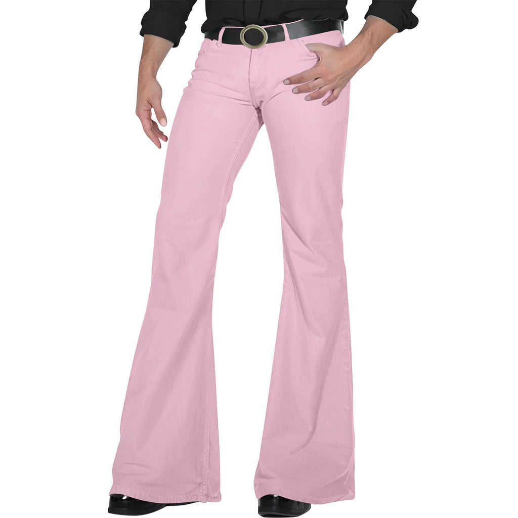 Flare Pants Men Spring Solid Color Daily Simple Classic Trousers Chic Comfortable Hip Hop Mopping Bottoms Disco Flared Pants