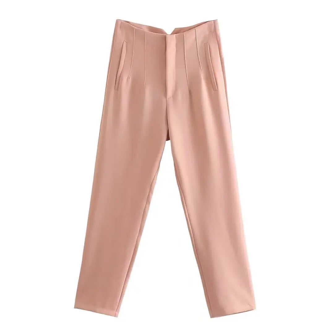 HH Women Elegant Solid Pencil Pants High Waist Pant For Women Casual Streetwear Woman Trousers Office Wear Chic Pant