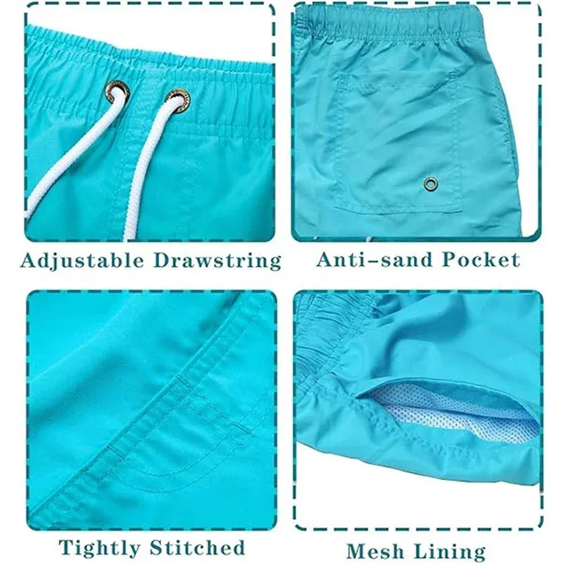 Pantalones cortos avec imprimé árbol de coco et flamenco para hombre, pantalons cortos de playa informales de verano, bañado