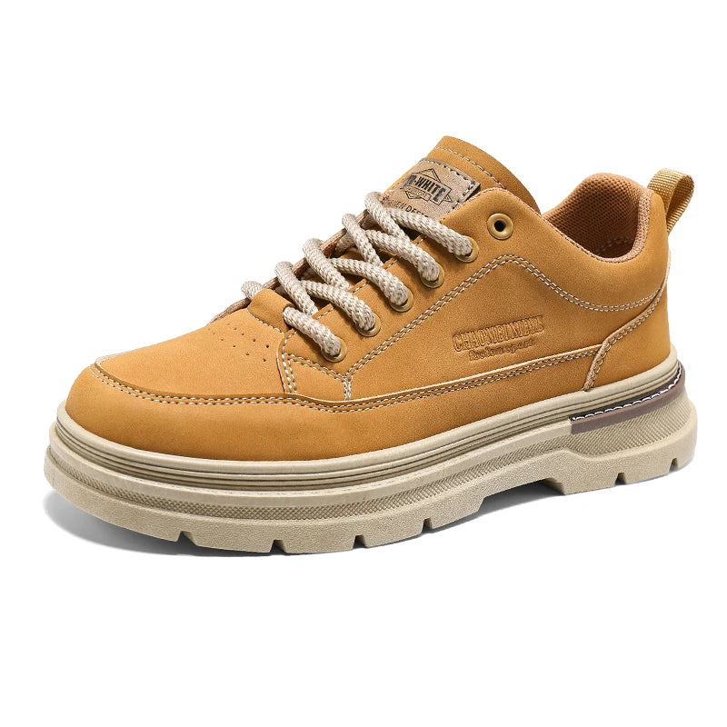 Men Leather Casual Shoes Outdoor Thick Sole Men Work Boots Comfortable Walking Sports Shoes for Men Designer Anti-Slip Men Shoes