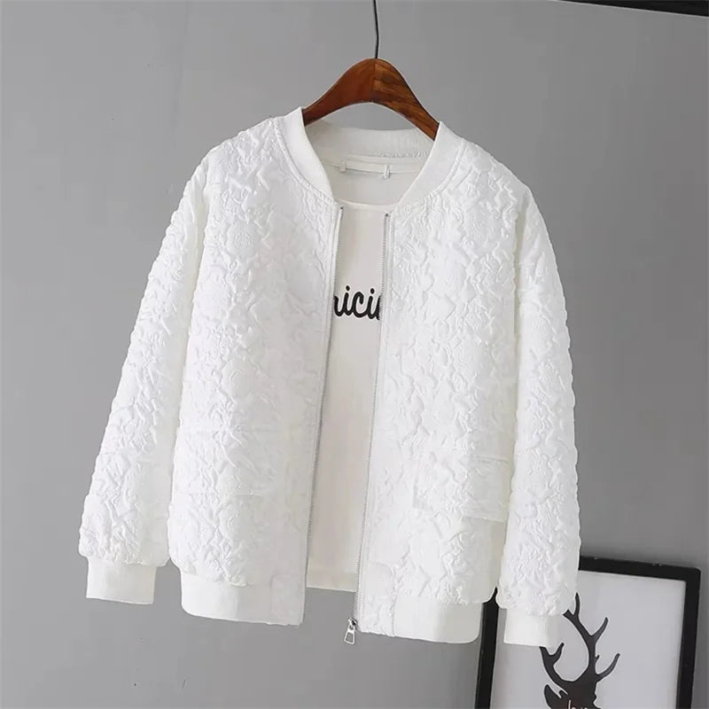 Solid Color Ladies Short Baseball Jacket 2026 New Korean Spring Casual White Jacket Top Female Cardigan Zipper Jackets Fashion