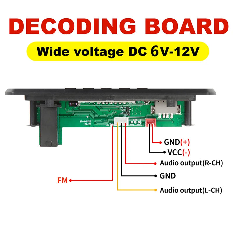 DC  12V Bluetooth 5.0 MP3 WMA WAV APE Decoder Board Hands-free Car Audio Microphone USB TF FM Radio Mp3 Music Player Speaker