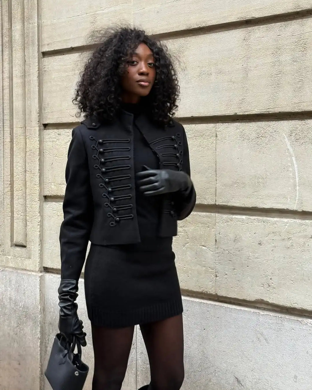 Solid Stand Collar Military Jacket Women Fashion Black Long Sleeve V-neck Short Jackets 2026 Lady Spring Autumn Chic Outwear New