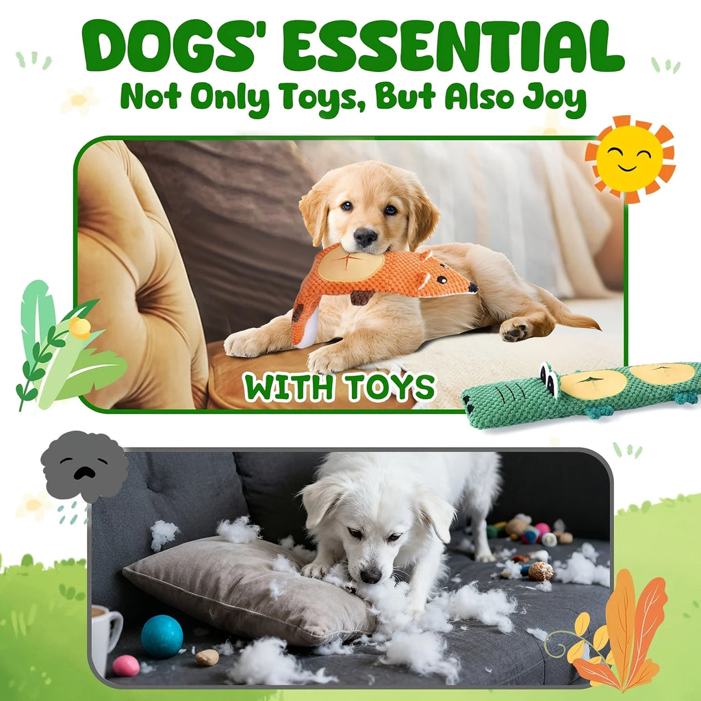 Interactive Toys Dog Toys for Aggressive Chewers, No Stuffing Interactive Dog Toys for Boredom and Teething, Squeaky Chew Toy