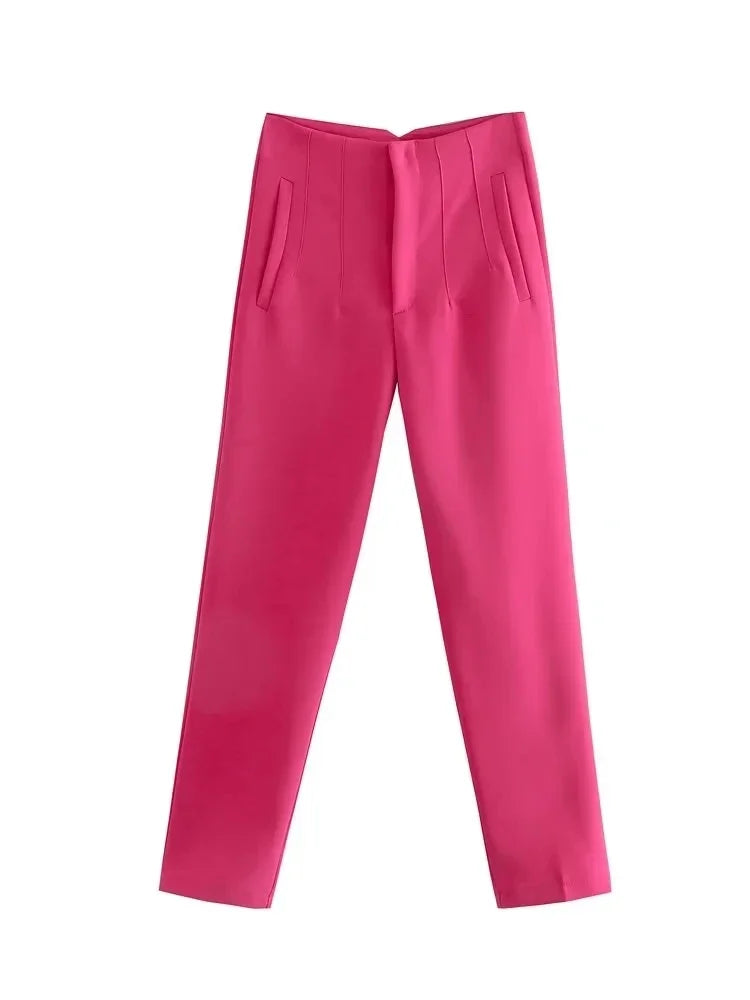 HH Women Elegant Solid Pencil Pants High Waist Pant For Women Casual Streetwear Woman Trousers Office Wear Chic Pant