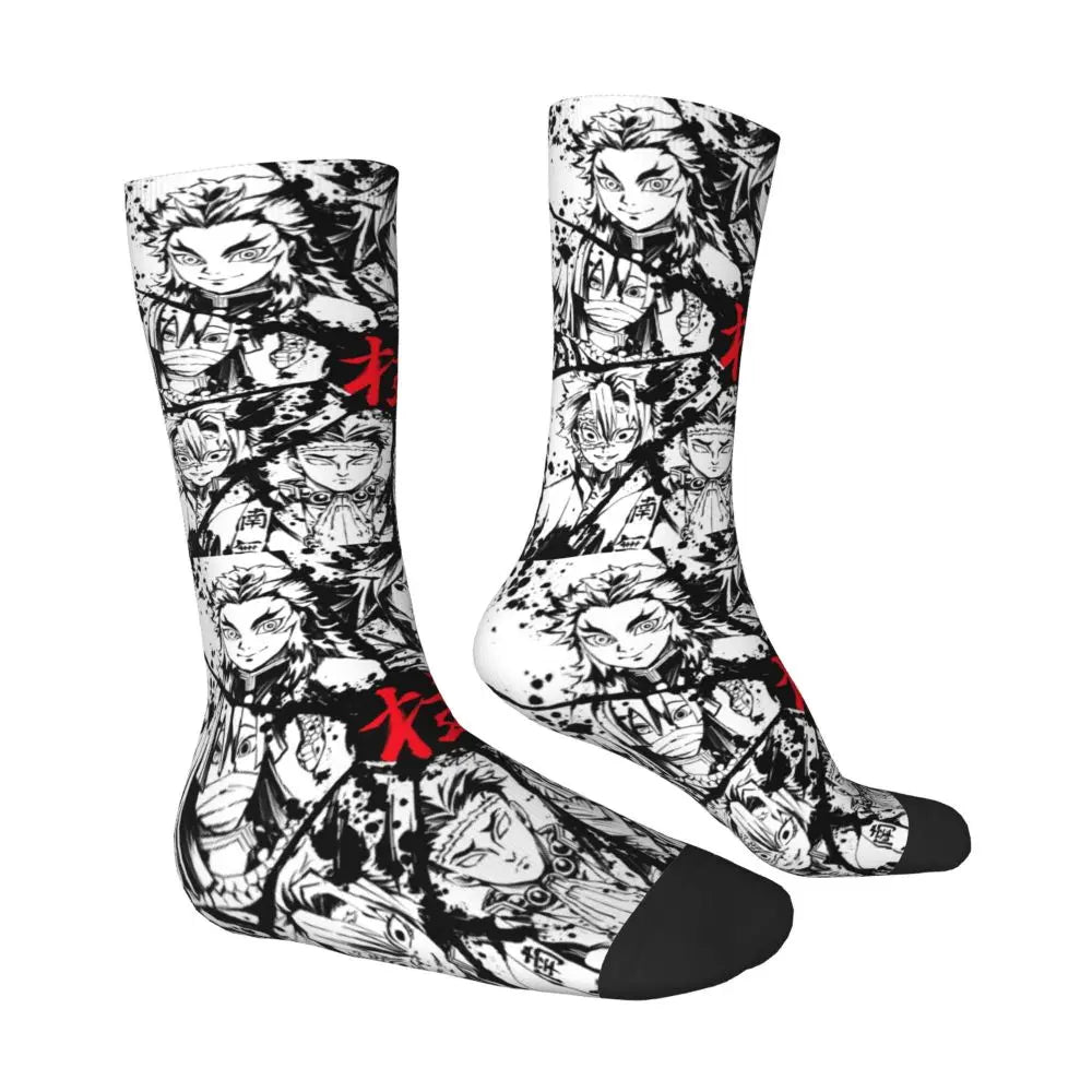 Custom Giyuu Tomioka Demon Slayer Men Women Crew Socks Unisex Kawaii Kimetsu No Yaiba Spring Summer Autumn Winter Dress Socks