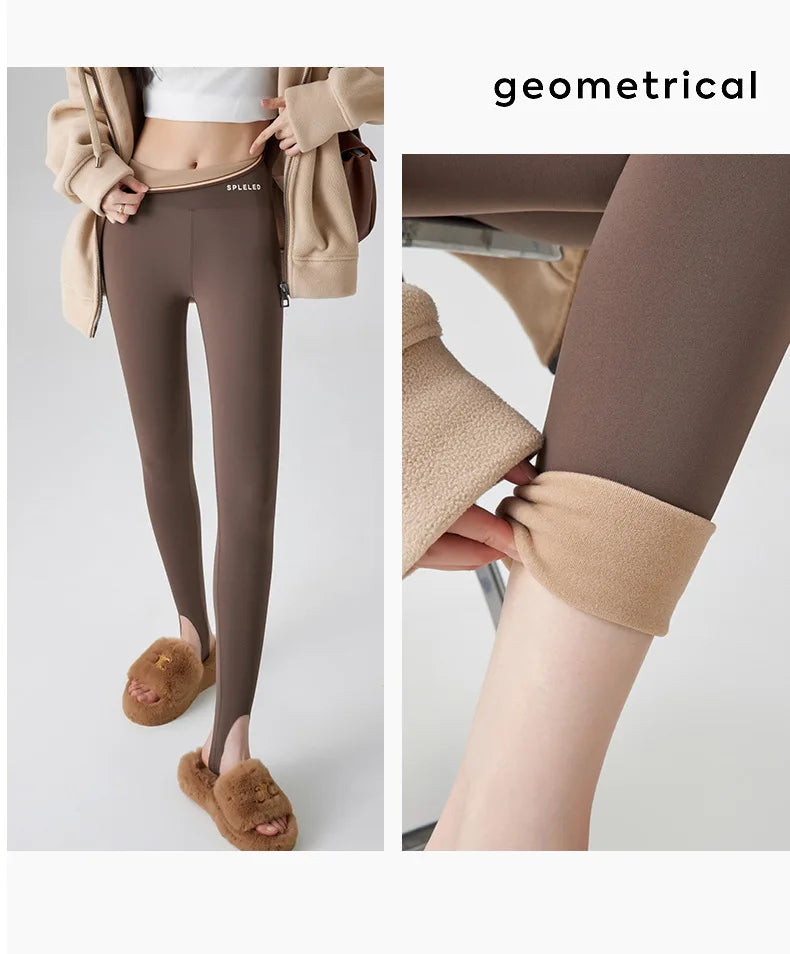 BIVIGAOS Autumn Winter New Rabbit Fleece Thicken Boots Leggings Women Slim Foot Pants Yoga Fitness Sports Warm Shark Leggings