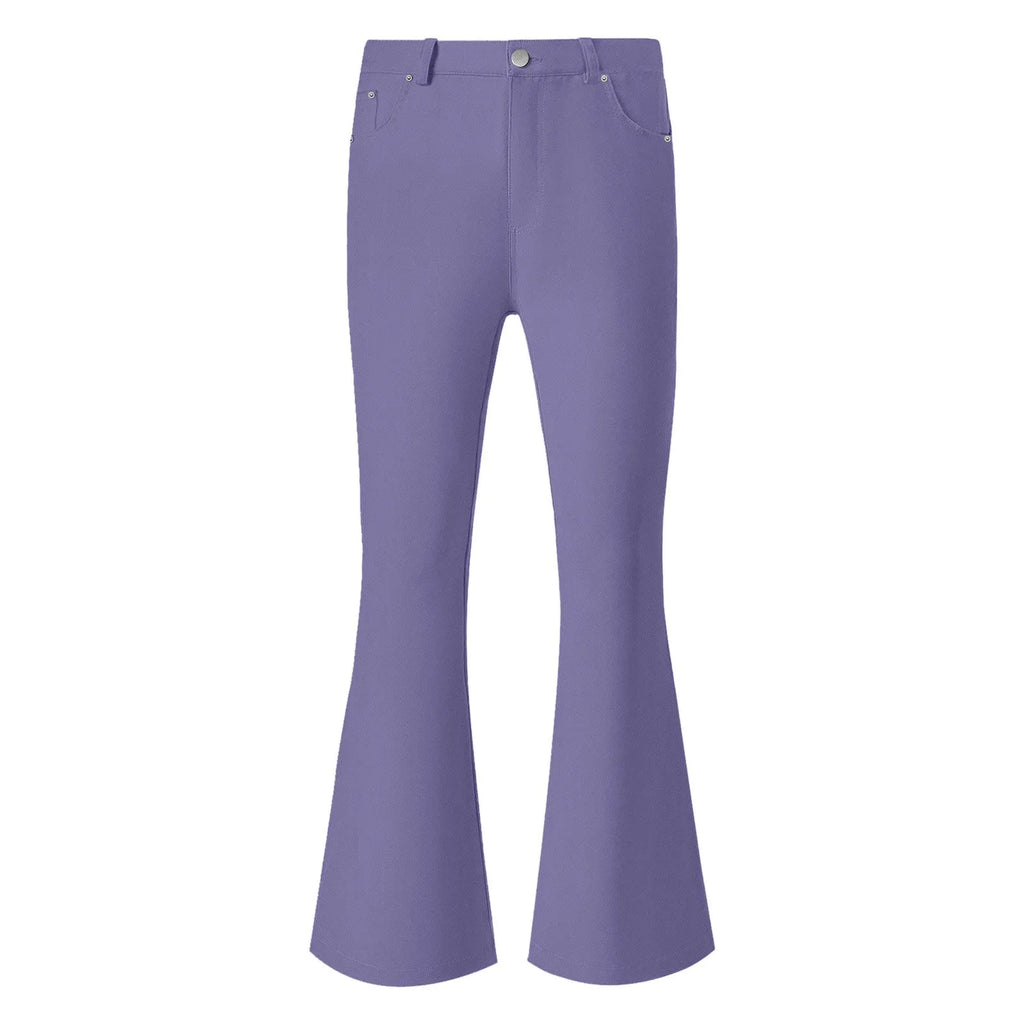 Flare Pants Men Spring Solid Color Daily Simple Classic Trousers Chic Comfortable Hip Hop Mopping Bottoms Disco Flared Pants