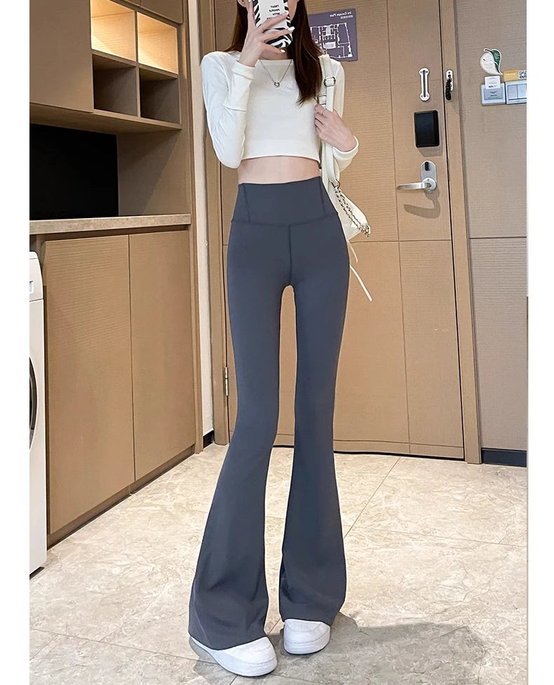 Shark Flared Pants for Women High Waist Skinny Black Casual Spring Autumn 2025 Dance Yoga Micro-Pull
