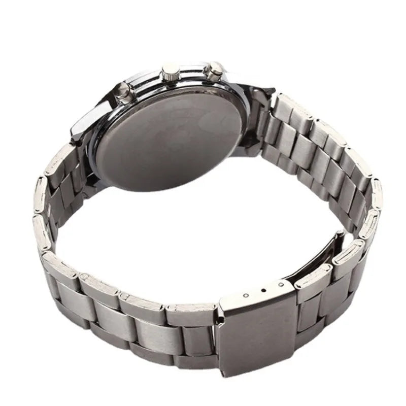 2026 Luxury Men's Silver Quartz Watch Stainless Steel Round Dial Luminous Unisex Casual Wristwatch Relojes Para Hombres Gift