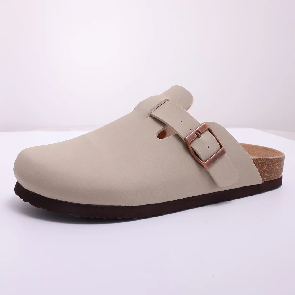 Shevalues Men Clogs Slippers Cow Suede Clogs For Men Leather Mules Men Fashion Beach Shoes Men Outdoor Classic Cork Sandals Men