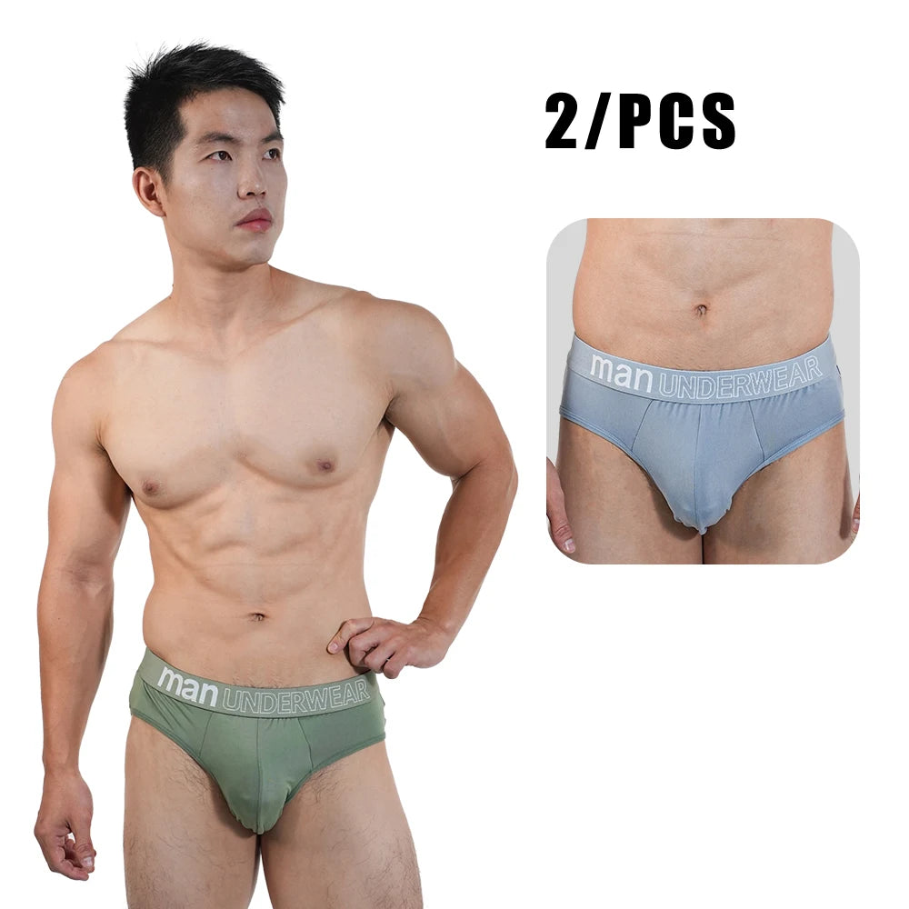 2Pcs Men‘s Large Briefs Mens Comfortable Underpants Man Sexy Gifts Underwear Stunend Breathable Triangle Panties Para Hombres