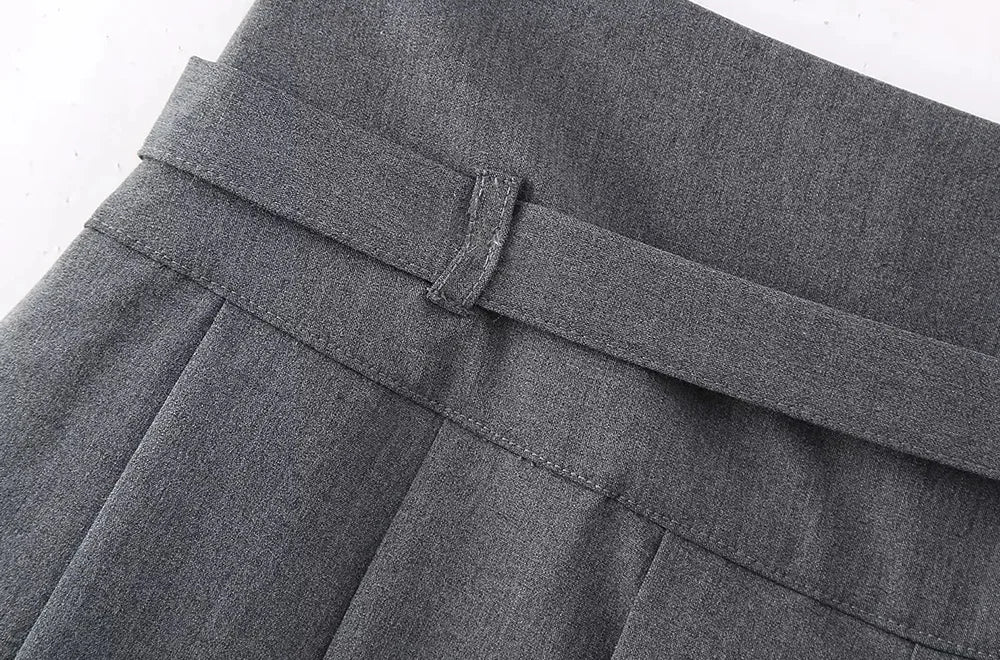Pleated Shorts Skirts for Women, With Belt,Side Zipper, Mid Waist, Female Skort,Fashion