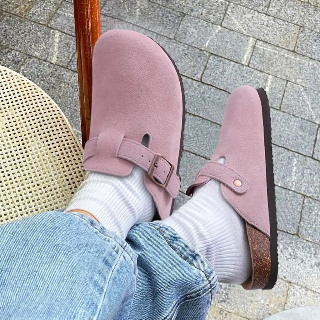 Shevalues Men Clogs Slippers Cow Suede Clogs For Men Leather Mules Men Fashion Beach Shoes Men Outdoor Classic Cork Sandals Men