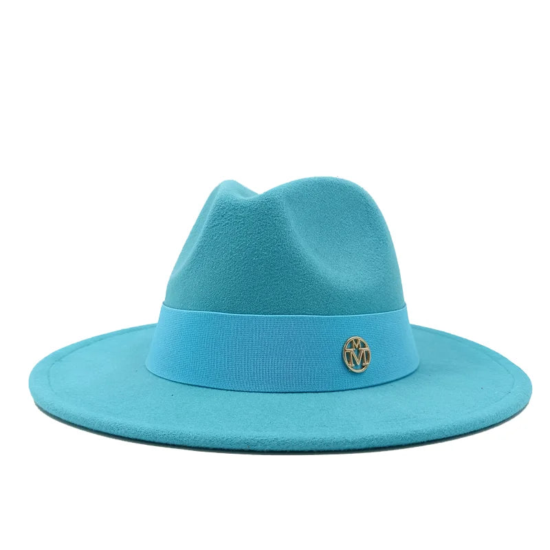 Navy blue men's fedora hat women's couple party fedora Panama hat unisex hat navy blue fedora gorras para hombres