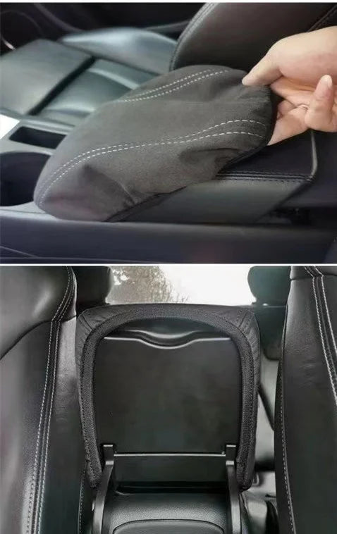 For SKODA KODIAQ SKODA KAROQ 17-22 Accessories Leather suede warp Central Armrest Box Protection Sleeve Decoration modification
