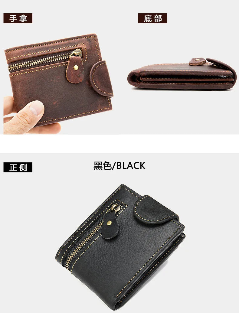 Crazy Horse Cowhide Leather Wallet for Men Genuine Leather Men Wallet Hasp Vintage Wallet Men