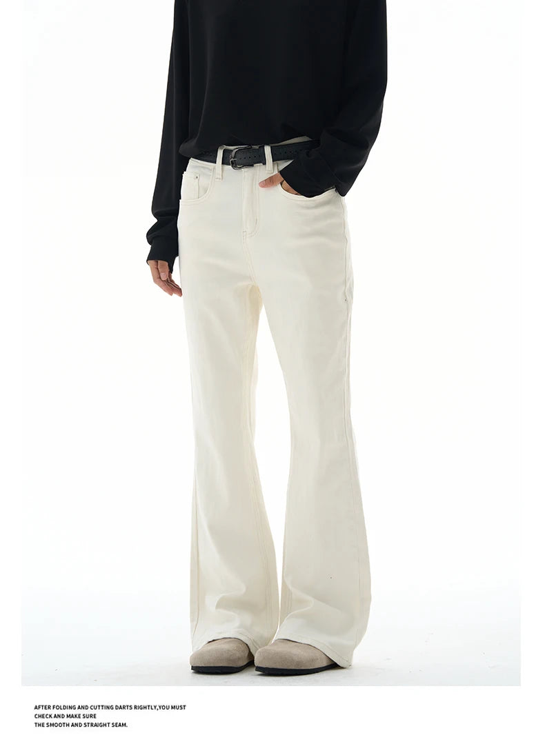Men's Flared Pants Solid Stretch New Slim Wide Legs Fashion Trousers Hip Hop Casual Hippie Pants Male Streetwear