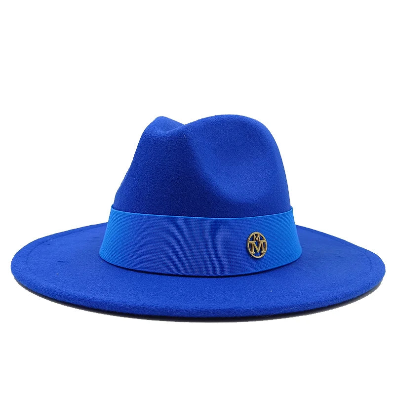 Navy blue men's fedora hat women's couple party fedora Panama hat unisex hat navy blue fedora gorras para hombres